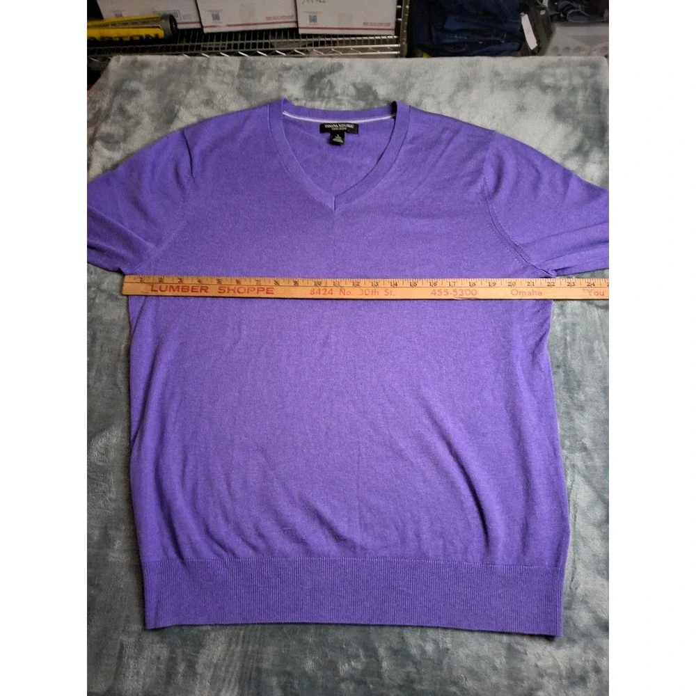 Banana Republic Luxury‎ Blend VNeck Sweater Mens Lg Purple Silk Cashmere/Cotton